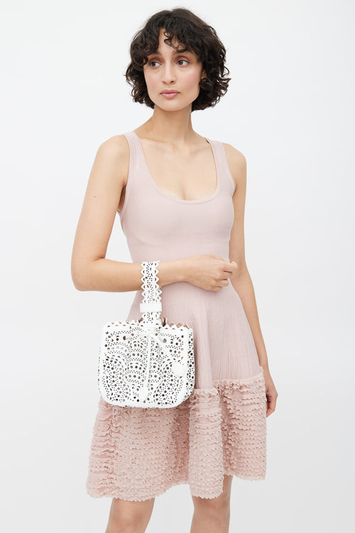 Alaïa White Laser Cut Rose Marie Clutch