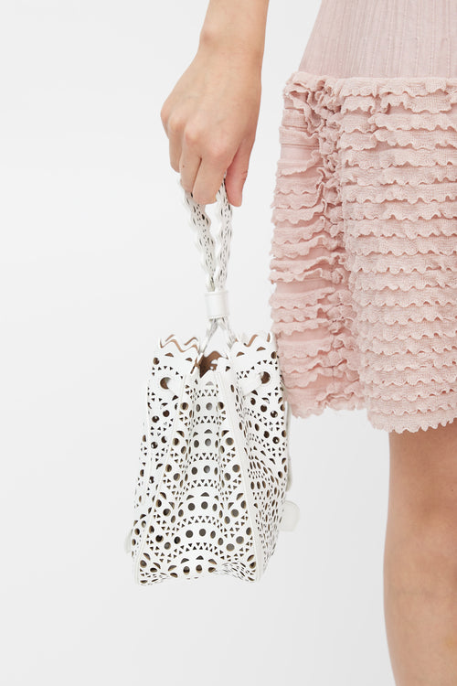 Alaïa White Laser Cut Rose Marie Clutch