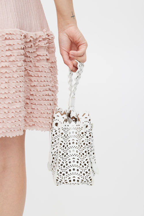 Alaïa White Laser Cut Rose Marie Clutch