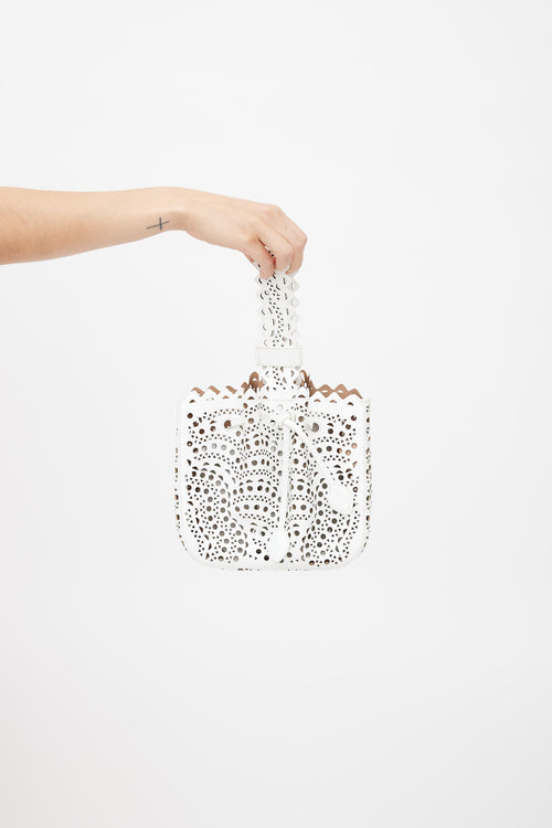 Alaïa White Laser Cut Rose Marie Clutch