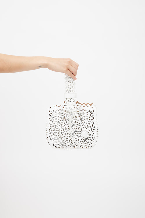 Alaïa White Laser Cut Rose Marie Clutch