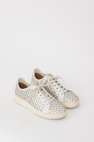 Alaïa White Leather Laser Cut Sneaker