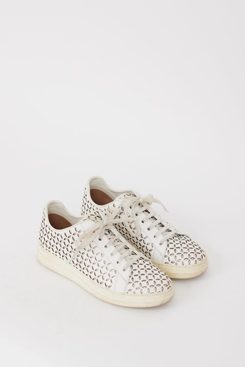 Alaïa White Leather Laser Cut Sneaker