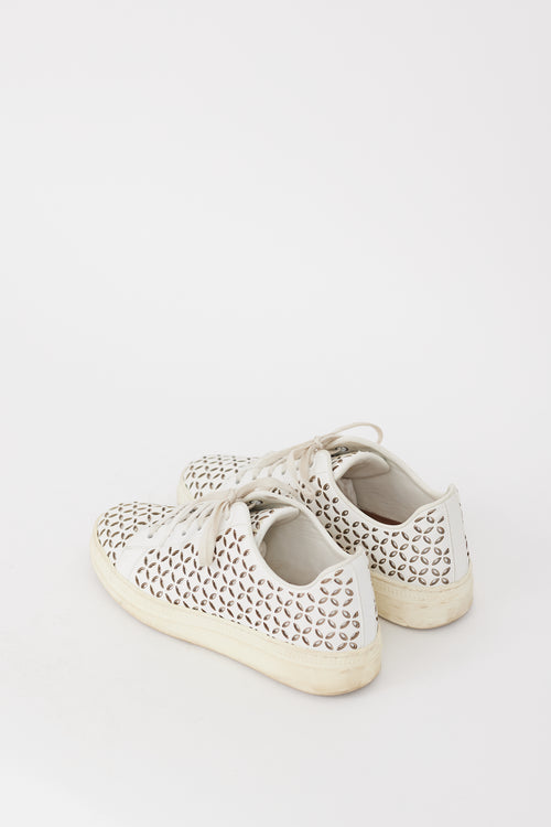 Alaïa White Leather Laser Cut Sneaker