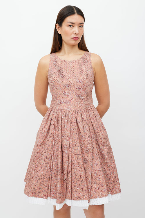 Alaïa White 
Pink Floral Cut Out Dress