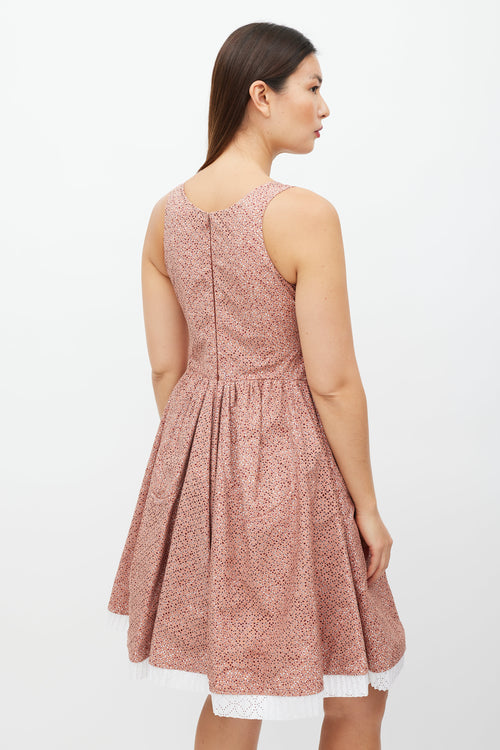 Alaïa White 
Pink Floral Cut Out Dress