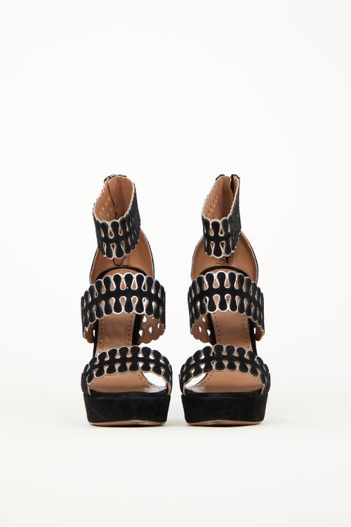 Alaïa Black Suede Cut Out Heeled Sandal