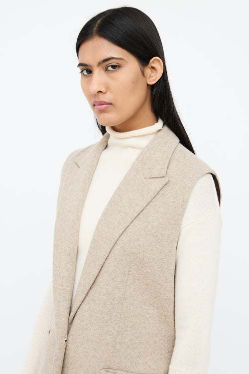 Alani Beige Wool Blend Long Vest