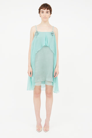 Alberta Ferretti Green Silk Beaded Dress