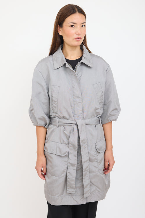 Alberta Ferretti Grey Nylon Belted Coat