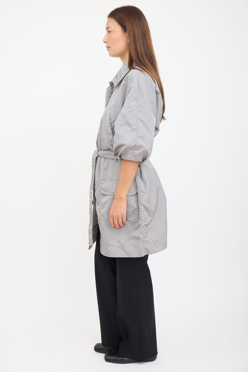 Alberta Ferretti Grey Nylon Belted Coat