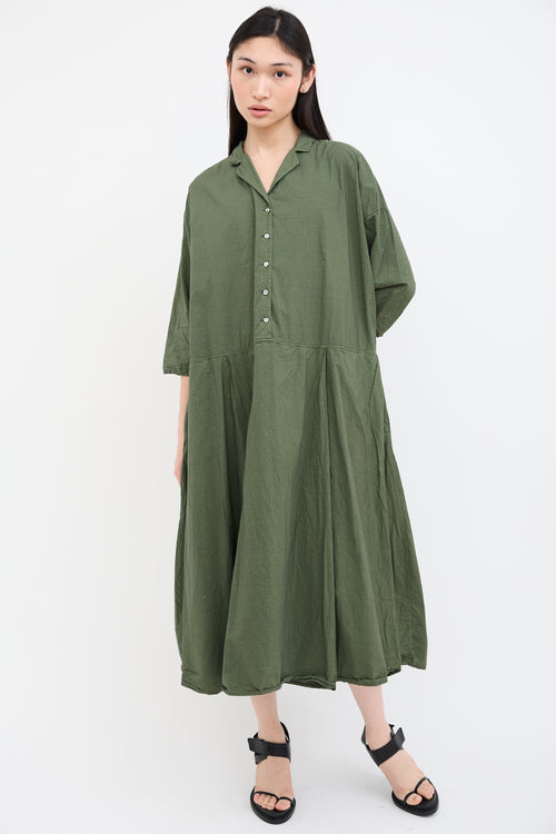 Album Di Famiglia Green Tailored Collar Maxi Dress