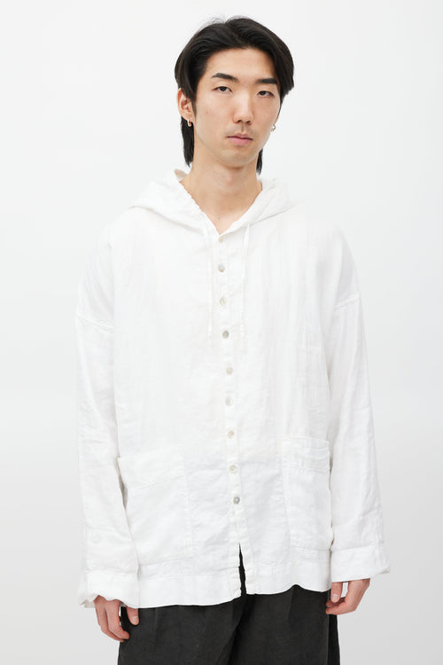 Album Di Famiglia White Linen Hooded Jacket