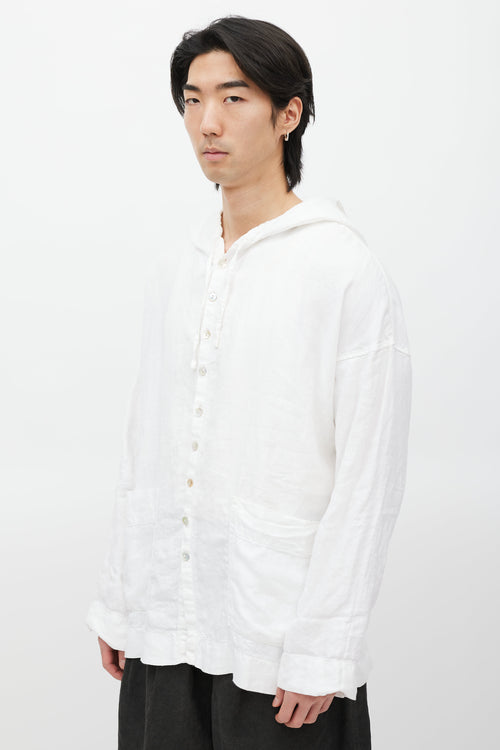 Album Di Famiglia White Linen Hooded Jacket