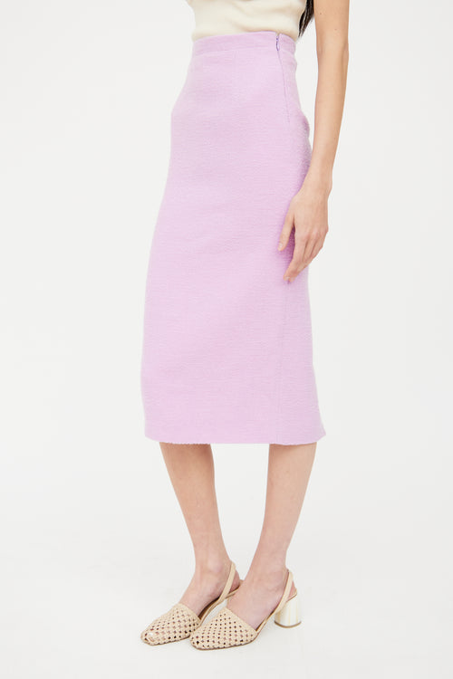 Alessandra Rich Purple Boucle Pencil Skirt