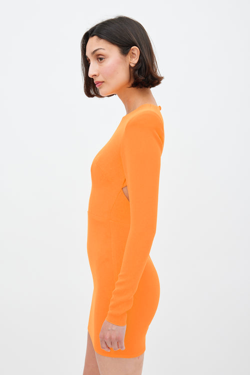 Alex Perry Neon Orange Open Back Mini Dress