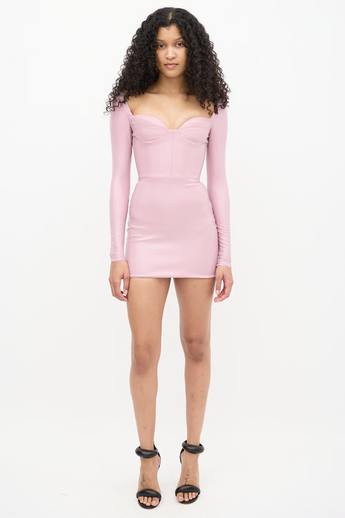 Alex Perry Pink Patent Faux Leather Mini Dress