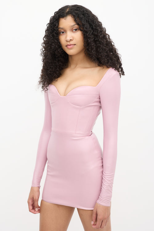 Alex Perry Pink Patent Faux Leather Mini Dress