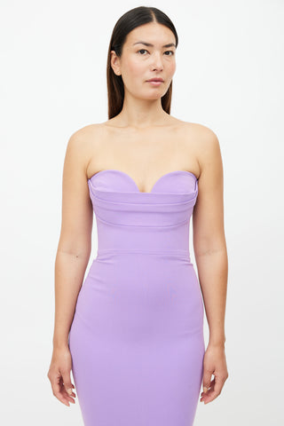 Alex Perry Purple Darcy Strapless Dress