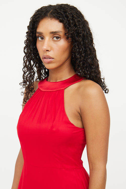 Alex Perry Red Silk Halter Dress