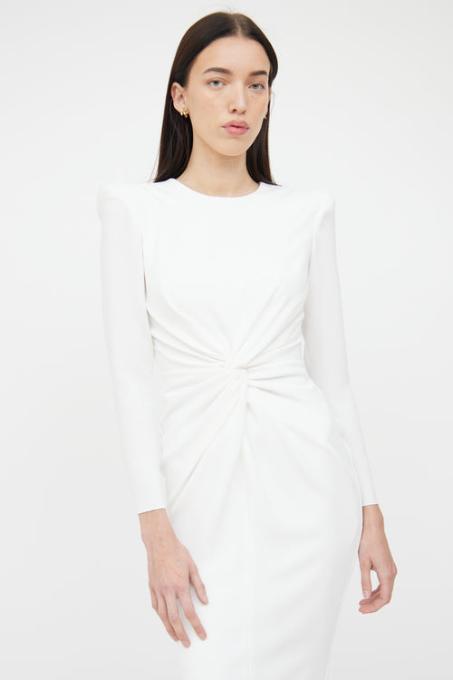 Alex Perry White Twist Front Dakota Dress Dress