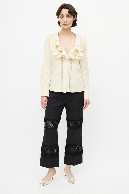 Alexander McQueen 2006 Yellow Ruffle Lace Blouse