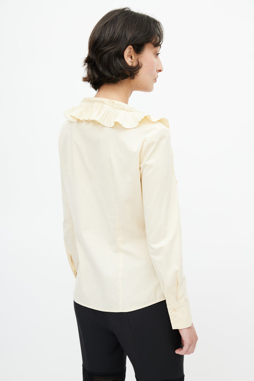 Alexander McQueen 2006 Yellow Ruffle Lace Blouse