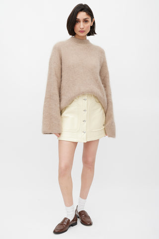 Alexander McQueen Beige Fuzzy Mock Neck Sweater