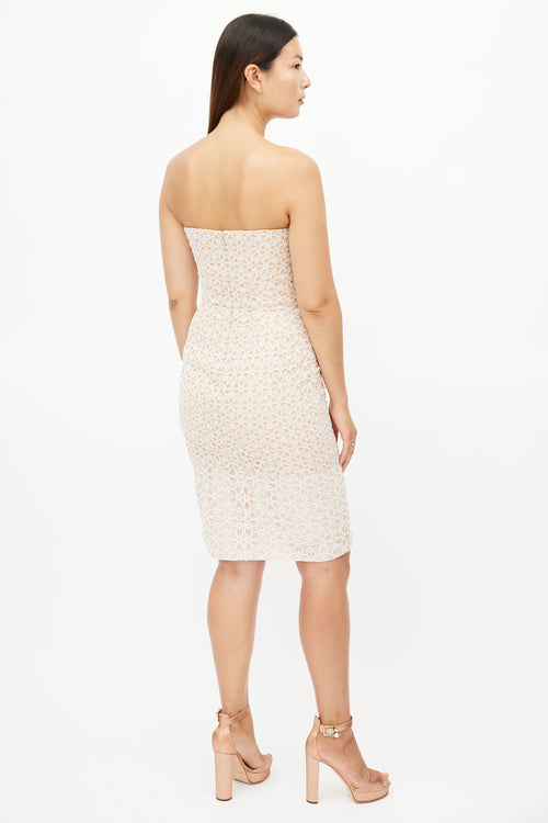 Alexander McQueen Beige 
White Floral Lace Dress