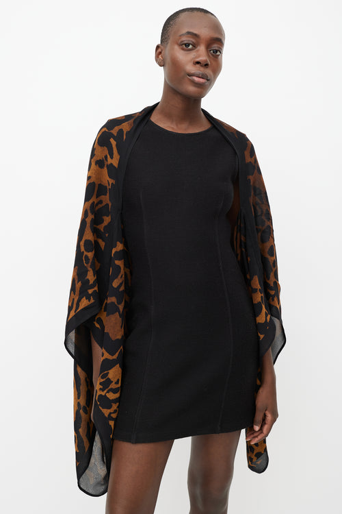 Alexander McQueen Black 
Brown Silk Pattern Shawl