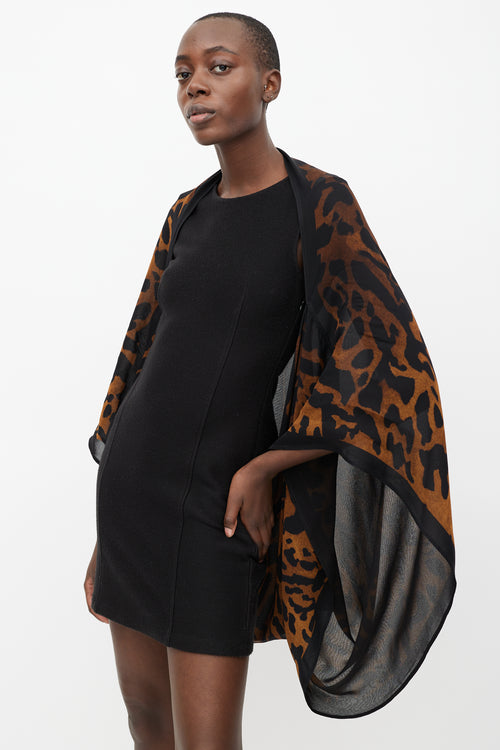 Alexander McQueen Black 
Brown Silk Pattern Shawl