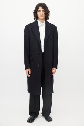 Alexander McQueen Black Cashmere Tonal Stitched Coat