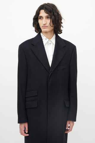 Alexander McQueen Black Cashmere Tonal Stitched Coat