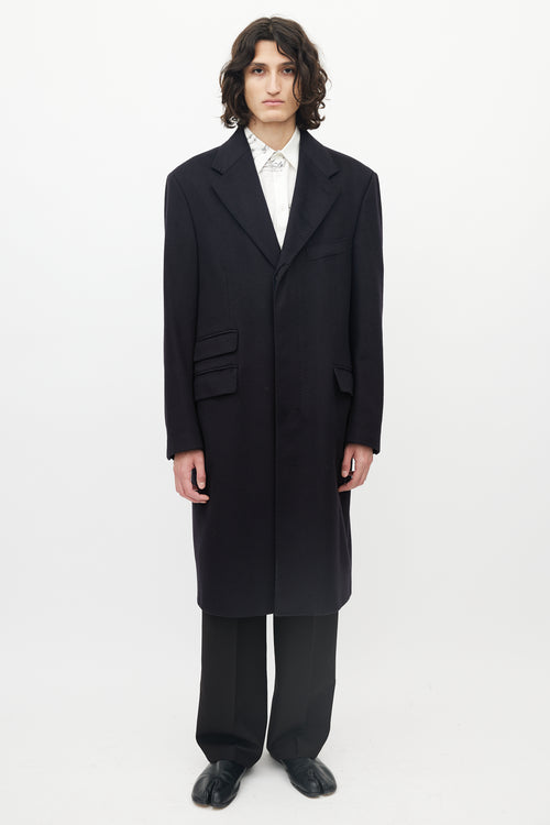 Alexander McQueen Black Cashmere Tonal Stitched Coat