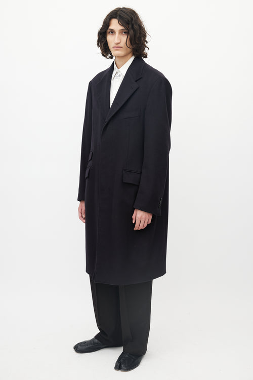 Alexander McQueen Black Cashmere Tonal Stitched Coat