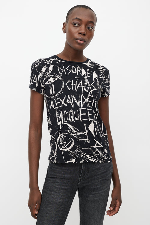 Alexander McQueen Black 
Cream Scribble Logo T-Shirt