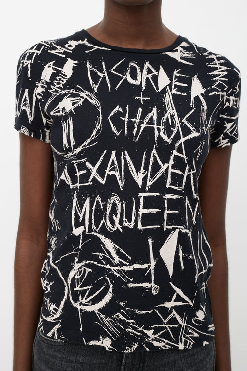 Alexander McQueen Black 
Cream Scribble Logo T-Shirt