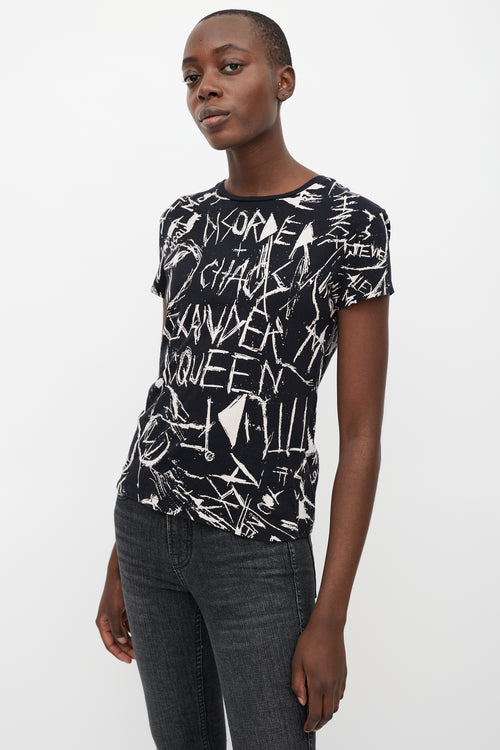 Alexander McQueen Black 
Cream Scribble Logo T-Shirt