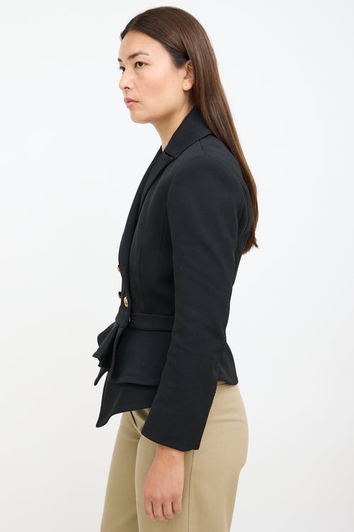 Black Double Breasted Peplum Blazer