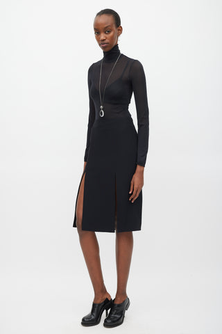 Alexander McQueen Black Double Slit Pencil Skirt