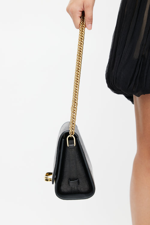 Alexander McQueen Black Embossed Leather The Story Shoulder Bag