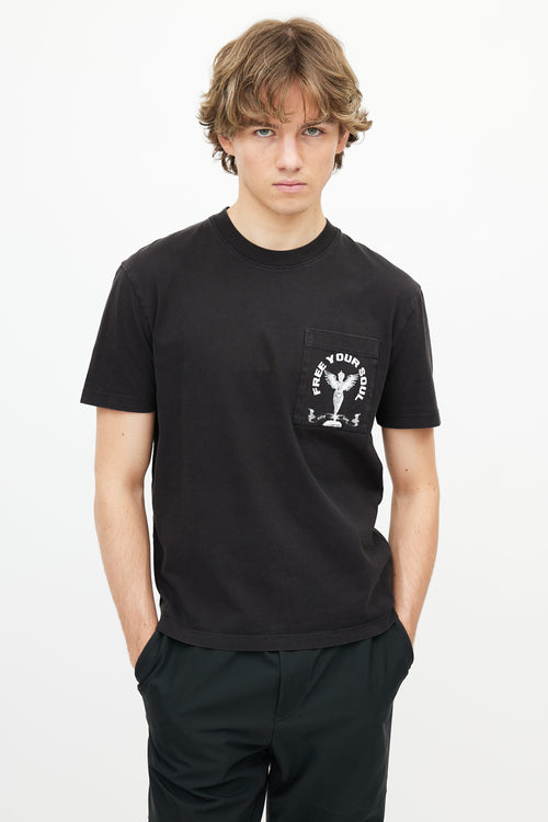 Alexander McQueen Black Free Your Soul Print T-Shirt