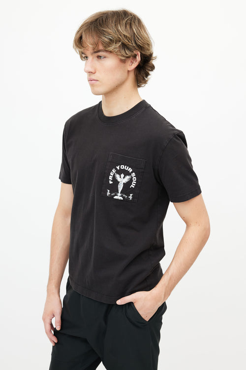 Alexander McQueen Black Free Your Soul Print T-Shirt