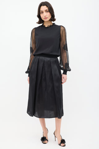 Alexander McQueen Black Knit Mesh Sleeve Top