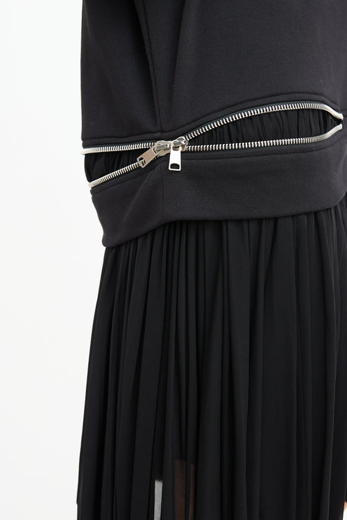 Alexander McQueen Black Layered Zip Sweater Dress