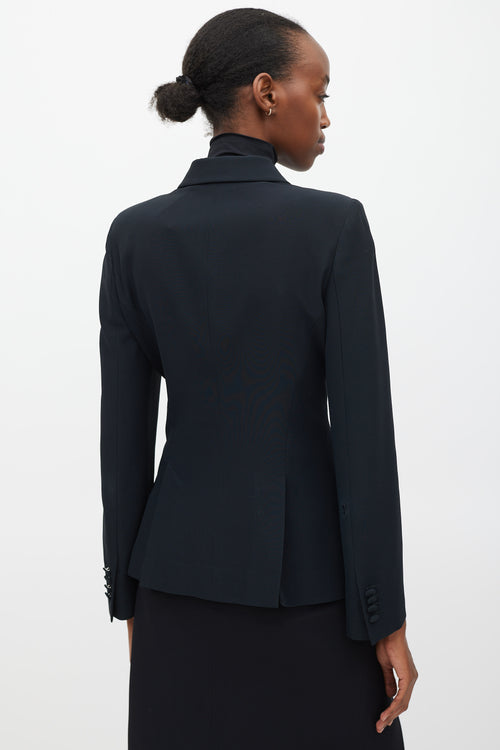 Alexander McQueen Black Leaf Crepe Blazer