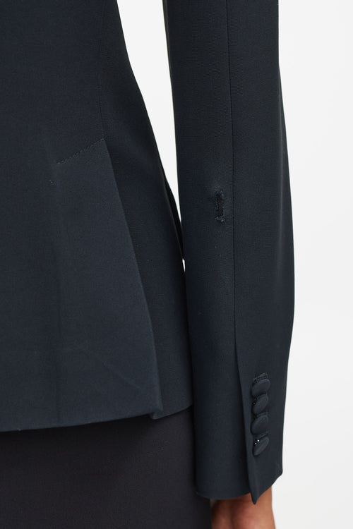 Alexander McQueen Black Leaf Crepe Blazer