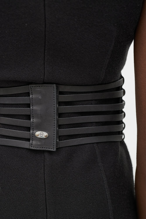 Alexander McQueen Black Leather Caged Belt