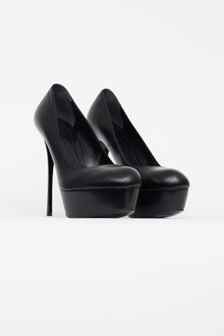 Alexander McQueen Black Leather Platform Heel