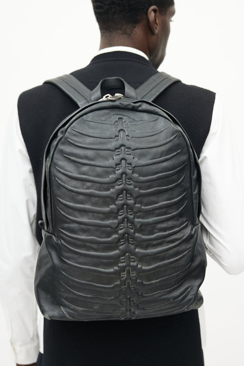 Alexander McQueen Black Leather Rib Cage Backpack